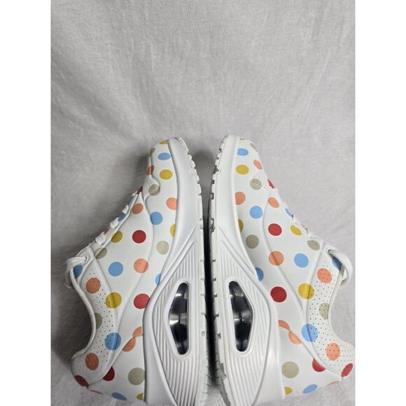 Womens SKECHERS STREET UNO-SPOTTED AIR White Multi Dot LEATHER Shoes 6 - Picture 12 of 16